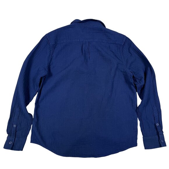 Lucky Brand Navy Textured Button Down Shirt Men’s Size Large - Picture 2 of 5